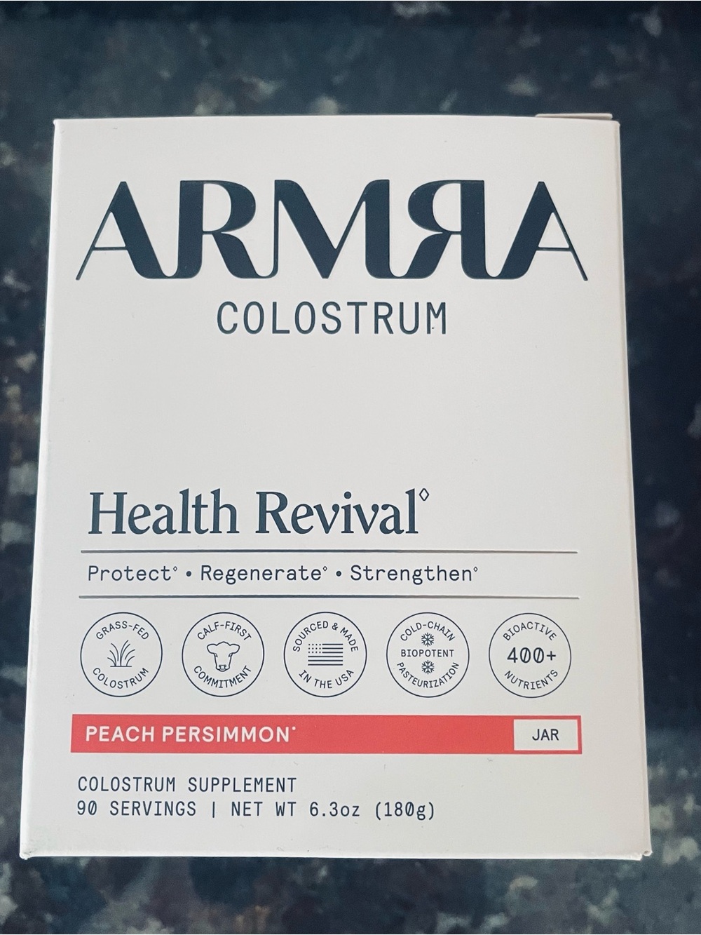 ARMRA Colostrum Health Revival Powder Supplement - Peach Persimmon Jar Brand New